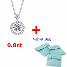 0.8 Moissanite Pendant For Women Simulated Diamond Necklace S925 Sterling Silver Jewelry Girl Gift