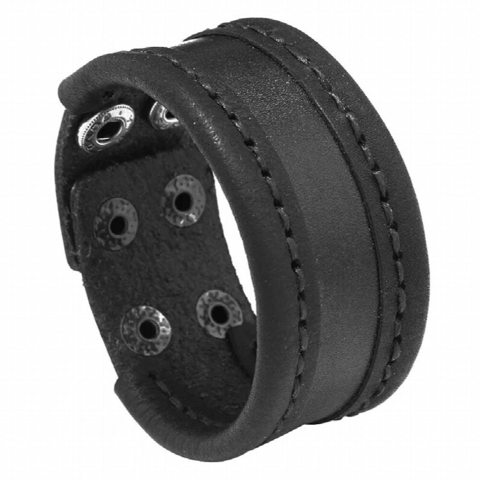 Vintage Brown Sewing Wide Leather Mens Bracelet Punk Style Male Bracelets Bangles Jewelry Boyfriend Gift-image-OPC-PCW92HP-NEW