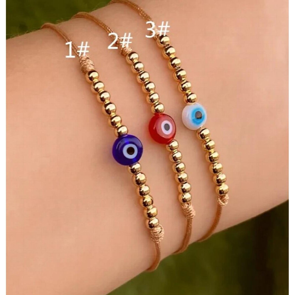 Evil eye Bracelet,Gold Plated Beads Bracelet Adjustable Jewelry Women Men Daily Life-image-OPC-PCW95FG-NEW