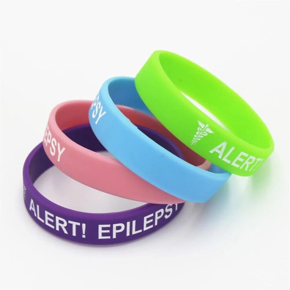 4PCS Medical Alert Bracelet Epilepsy Silicone Wristband Awareness Armband Silicone Bracelets&Bangles for Kids SH135K