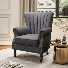 (Grey) Wingback Armchair Accent Upholstered Chair
