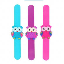 24pcs Cartoon Colorful Owl Silicone bracelet Clap Rings Rings, hairpins, necklaces, key chains for Kid Children