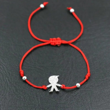 Silver Micro CZ Boys Girls Lovely Bracelets For Men Women Red Thread Rope String Lucky Bracelet Couple
