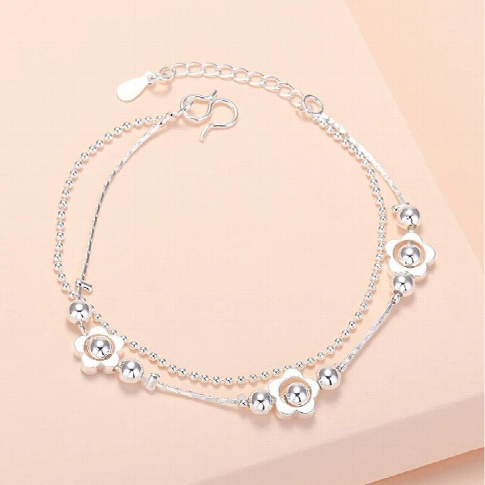 Sterling Silver Bracelets for Women Round Bead Small Charm Female Hand Chain Link Orignal Jewelry With Stamp