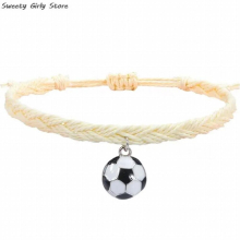 Soccer Charm Bracelet For Boy Girl Copper Football Club Ball Braiding Adjustable Bracelet Couples Friendship Bracelets Jewelry