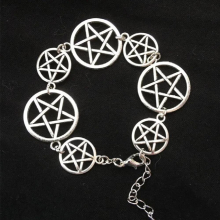 Wicca Pentagram Charm Bracelet Witchcraft, Witch, Magic,Pagan Jewelry Tibetan Silver Creative Bracelet