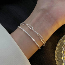 Silver Plated Layered Chain Bracelet for Women Minimalist Adjustable Charm Bracelet Wedding Party Jewelry