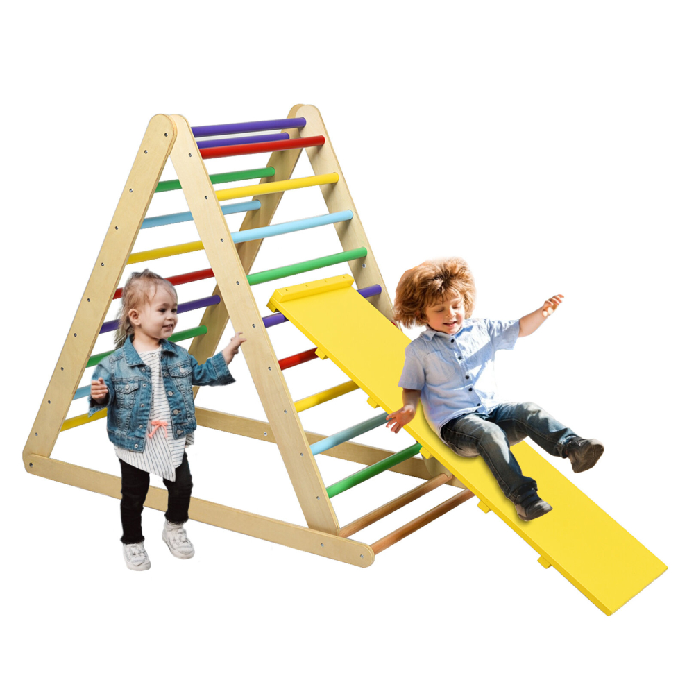 Foldable Triangle Climber Step Training Ladder Pikler Toddler W/ Ramp