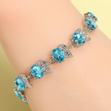 Natural Green Crystal Stone Bracelets for Women Silver Charm Bracelet Party Engagement Jewelry Gift
