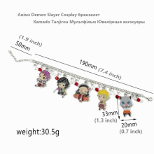 Anime Demon Slayer Kimetsu No Yaiba Charm Bracelet Kamado Nezuko Men Women Metal Pendant Bracelet Jewelry