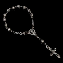 6 mm Catholic Rosary Beads Jesus Cross Metal Rosary Bracelet, Childrens Baptism Rosary, Rose Pattern