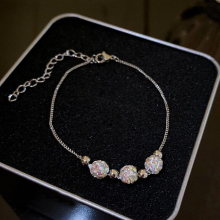 Colorful Rhinestone Silver Beaded Bracelets For Women Small Thin Bracelet Jewelry Party Gift