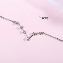 Silver 12 Constellation Zodiac Charm Bracelet For Women Birthday Gift Cubic Zircon Bracelet Jewelry S-B353