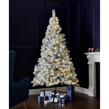 Yukon Snow Pine Christmas Tree 6Ft Pre-Lit 160 Warm White LED 550 tips