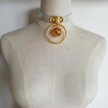 Sexy Leather Punk Choker Necklace bell O-Round Rivets Collar Harajuku goth torque hot rock