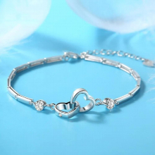 Silver Zircon Heart Shape Charm Bracelet& Bangles For Women Party Jewelry Pulseira Feminina sl214