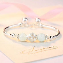 Silver Round Bead Charm Bracelet &Bangle For Women Girls Party Jewelry Gift Pulseira SL360