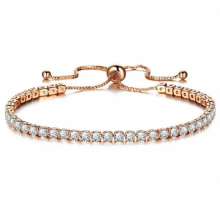 Wedding Chain Bracelets For Women Rose Silver Cubic Zirconia Charm Bracelet & Bangles Jewelry