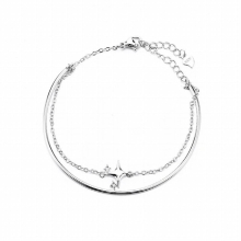 Silver Double Layer Bracelets for Women Temperament Zircon Cross Star Charm Bracelet Party Gift Jewelry