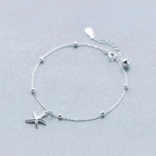Silver Starfish Charm Bracelet For Women Jewelry Star Silver Chain Link Bracelet