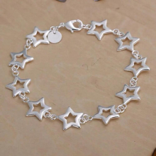 silver plated bracelet,925 Silver jewelry charm bracelet star chain Bracelet for women/men SB183