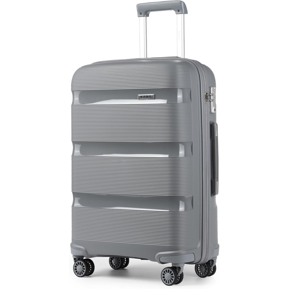 (28 inch) Kono PP Hard Shell Travel Trolley 4 Spinner Wheels Lightweight  Check in Luggage with TSA Lock - Grey