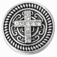 5Pcs/lot 18mm Rhinestone Cross Buttons Snap fit DIY Snap Bracelets Jewelry ZA274