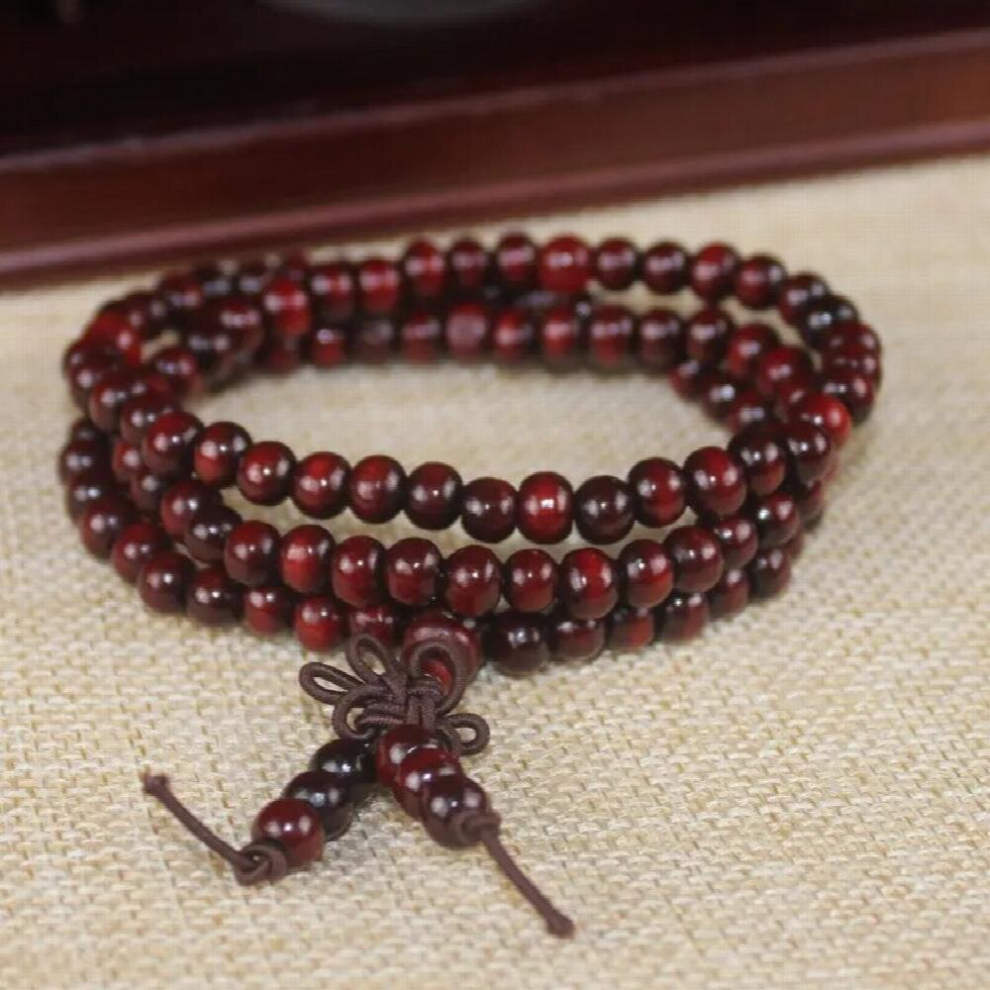 108 Beads 6mm Natural Sandalwood Buddhist Buddha Wood Prayer Beaded Knot ebony Unisex Men Bracelets Bangles for Women-image-OPC-PCW9RZM-NEW