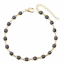 Bohemian Oval Evil Eye Charm Bracelet Silver Brass Chain Bracelets for Women Men Prayer Jewelry