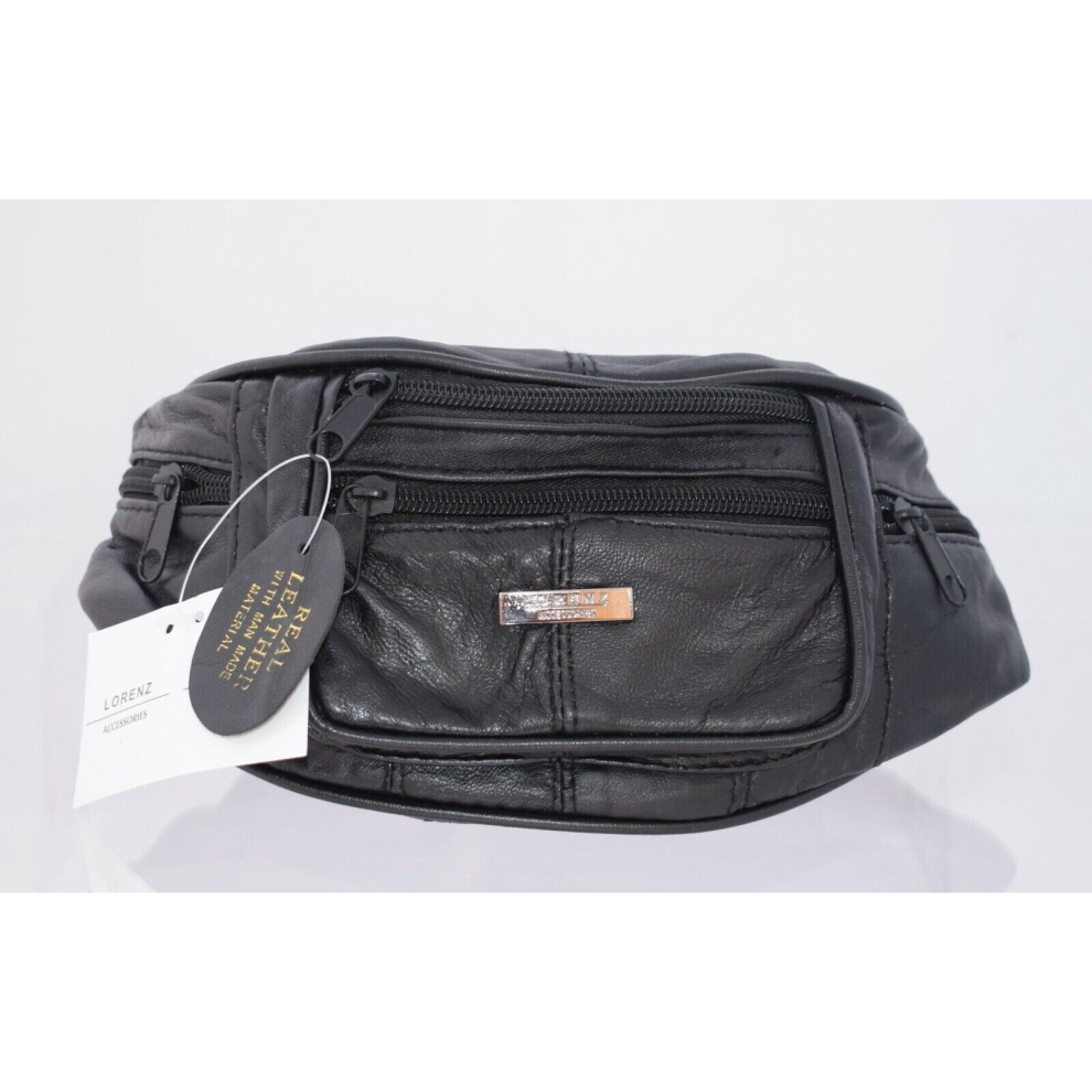 Men's Women's Genuine Soft Leather Traditional Bum Bag High Quality Black