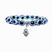 Silver Eye Hamsa Hand Fatima Palm Bracelets For Women Bead Charm Bracelet Ethnic Style Jewelry