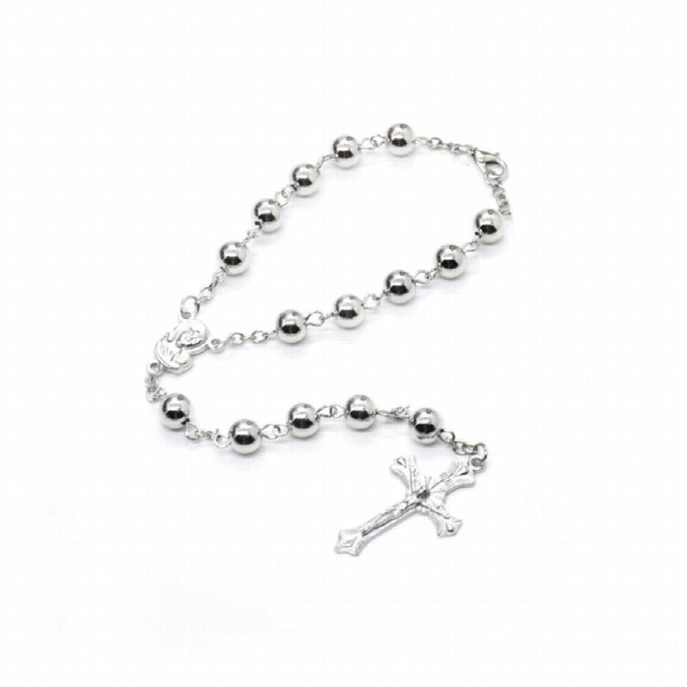 CCB Beads Rhodium Rosary Cross Bracelet For Men Women Religious Car Jewerly-image-OPC-PCW9TTC-NEW