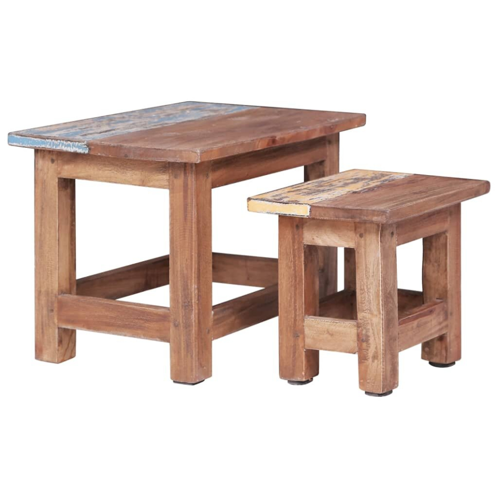 vidaXL Nesting Tables Hall End Table Coffee Table 2 pcs Solid Mahogany Wood