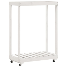 vidaXL Kaminholzregal mit Rollen Weiß 76,5x40x108 cm Massivholz Kiefer