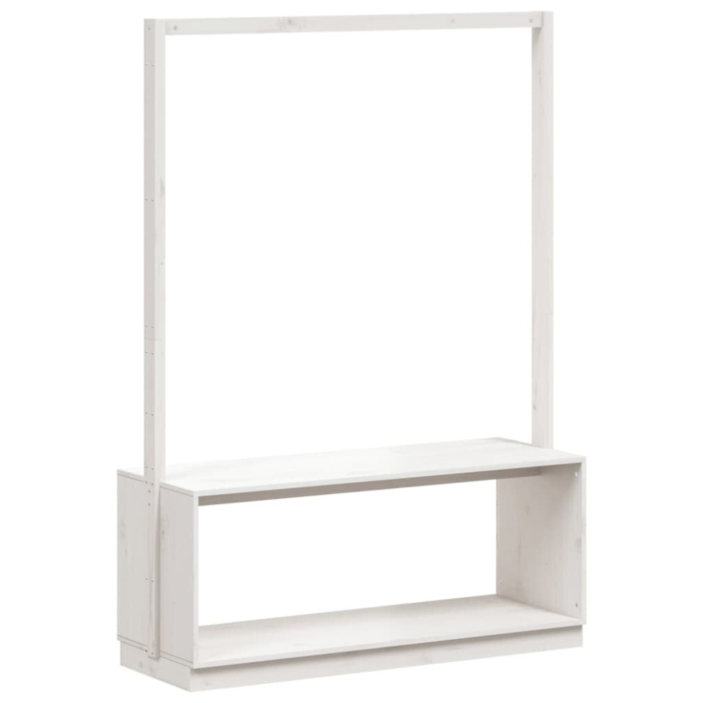 (white) vidaXL Clothes Rack with Shoe Storage Hallway Garment Racks Solid Wood Pine