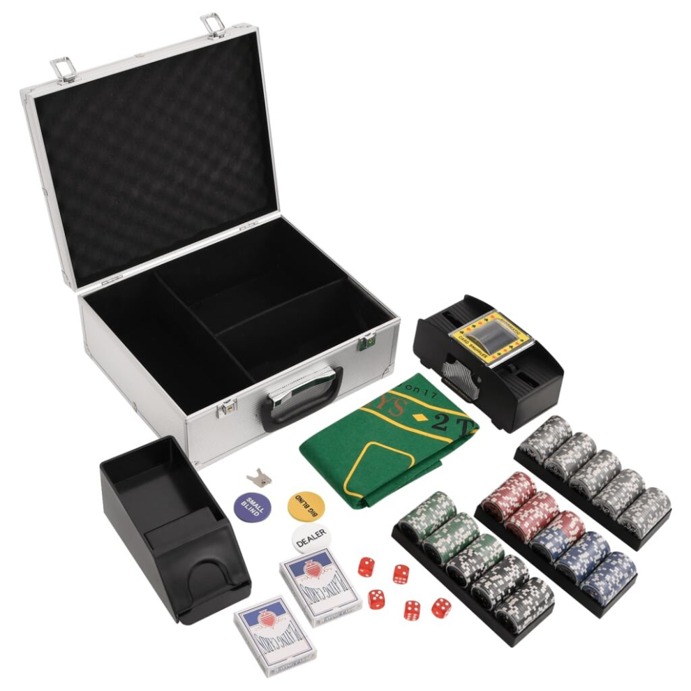 (laser chip (11.5 g), 300 piece) vidaXL Poker Chip Set Poker Set 2 Decks Card Shoe Card Shuffler Blackjack Set