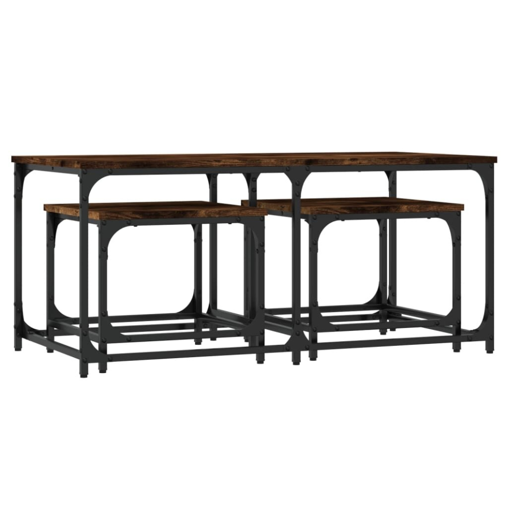 Vidaxl (Smoked Oak) Nesting Coffee Tables Nesting Table End Table 3 Pcs Engineered Wood