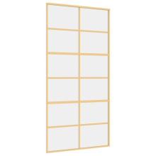 vidaXL Sliding Door Interior Barn Door Gold Clear ESG Glass and Aluminium