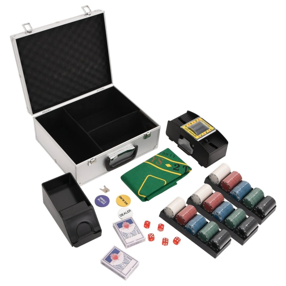 (chip (4 g), 300 piece) vidaXL Poker Chip Set Poker Set 2 Decks Card Shoe Card Shuffler Blackjack Set