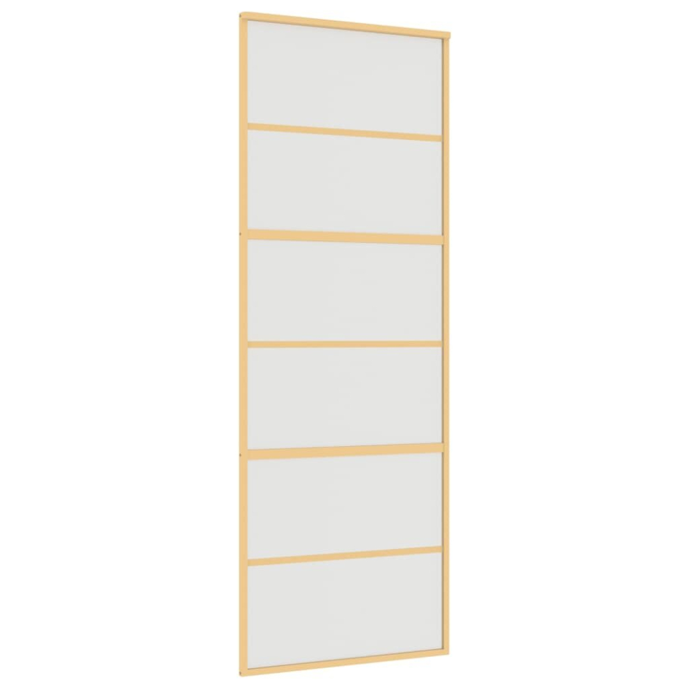 vidaXL Sliding Door Interior Barn Door Gold Frosted ESG Glass and Aluminium