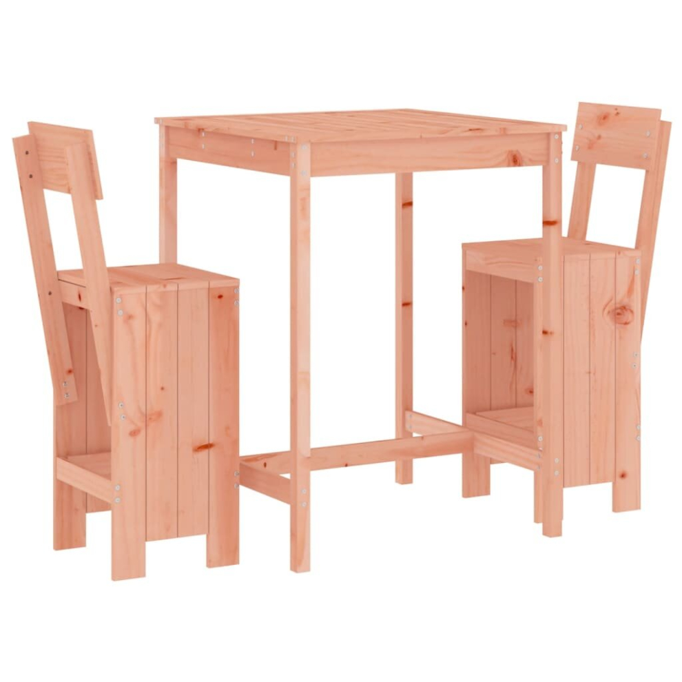 Vidaxl (Natural Douglas) Garden Bar Set Outdoor Bar Table Set Bar Stool 3 Piece Solid Wood Pine
