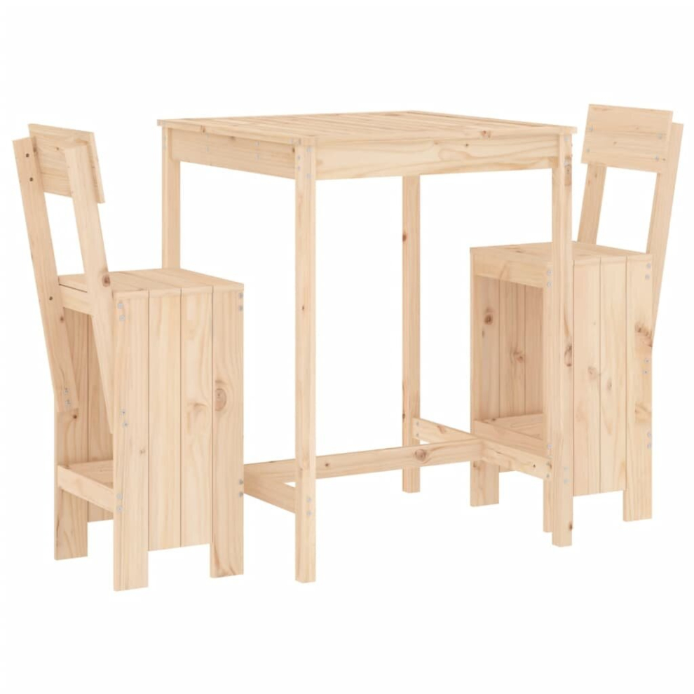 (natural pine) vidaXL Garden Bar Set Outdoor Bar Table Set Bar Stool 3 Piece Solid Wood Pine