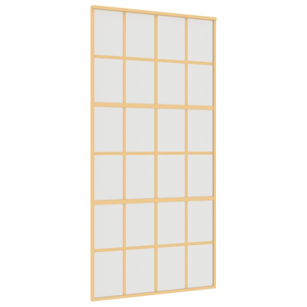 vidaXL Sliding Door Interior Barn Door Gold Frosted ESG Glass and Aluminium
