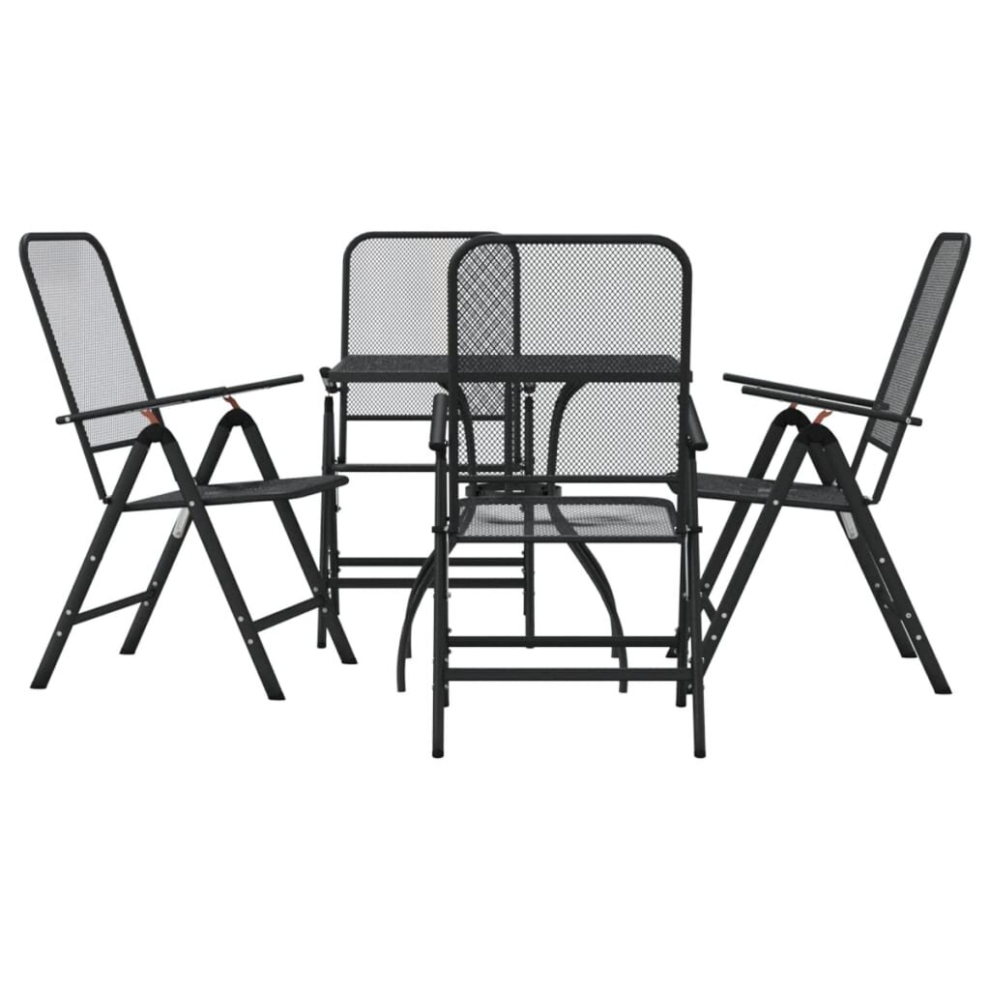 (80 cm table length/ 5 piece) vidaXL Garden Dining Set Outdoor Table and Chair Set Anthracite Metal Mesh