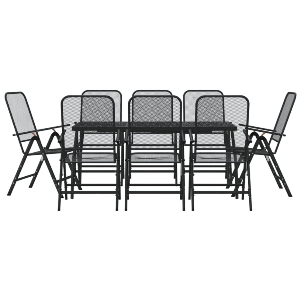 Vidaxl (165 Cm Table Length/ 9 Piece) Garden Dining Set Outdoor Table And Chair Set Anthracite Metal Mesh
