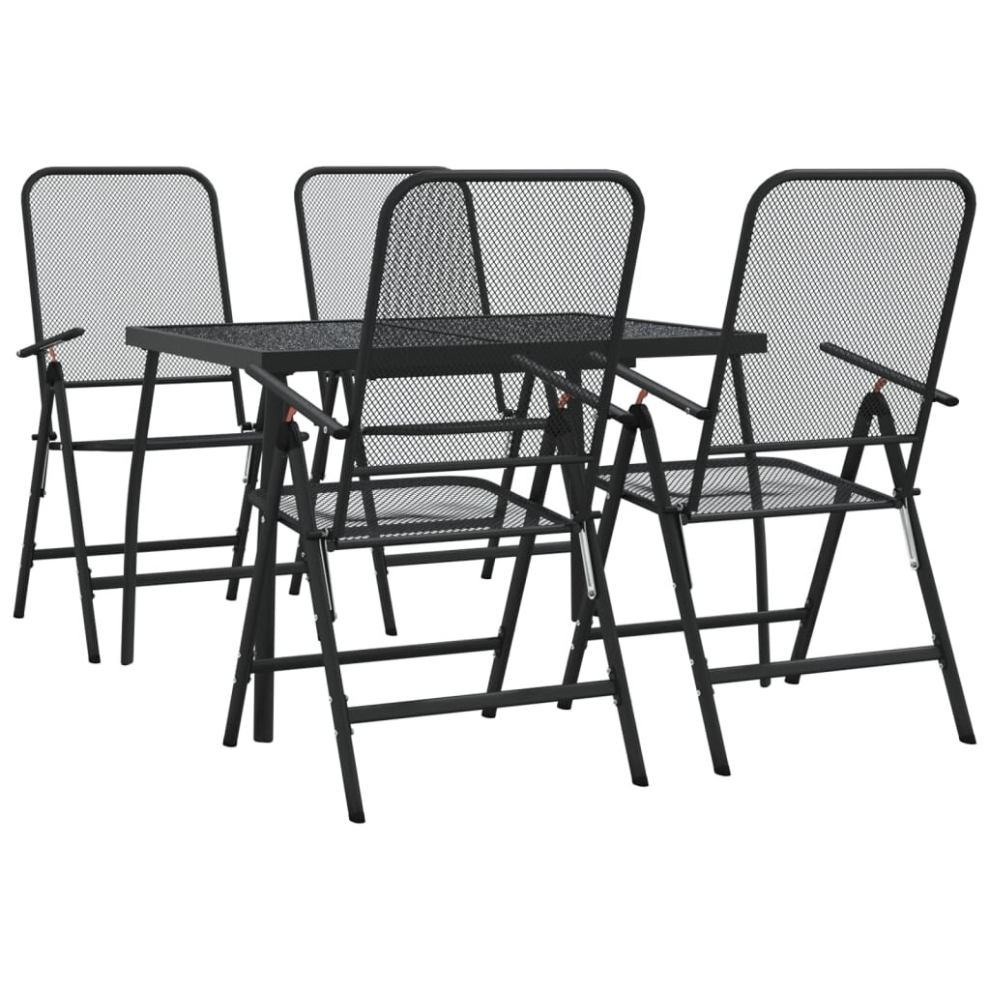 (110 cm table length/ 5 piece) vidaXL Garden Dining Set Outdoor Table and Chair Set Anthracite Metal Mesh