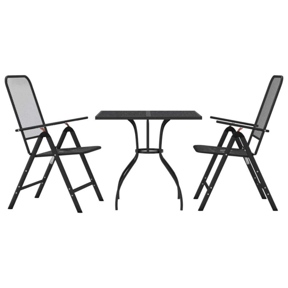 (80 cm table length/ 3 piece) vidaXL Garden Dining Set Outdoor Table and Chair Set Anthracite Metal Mesh