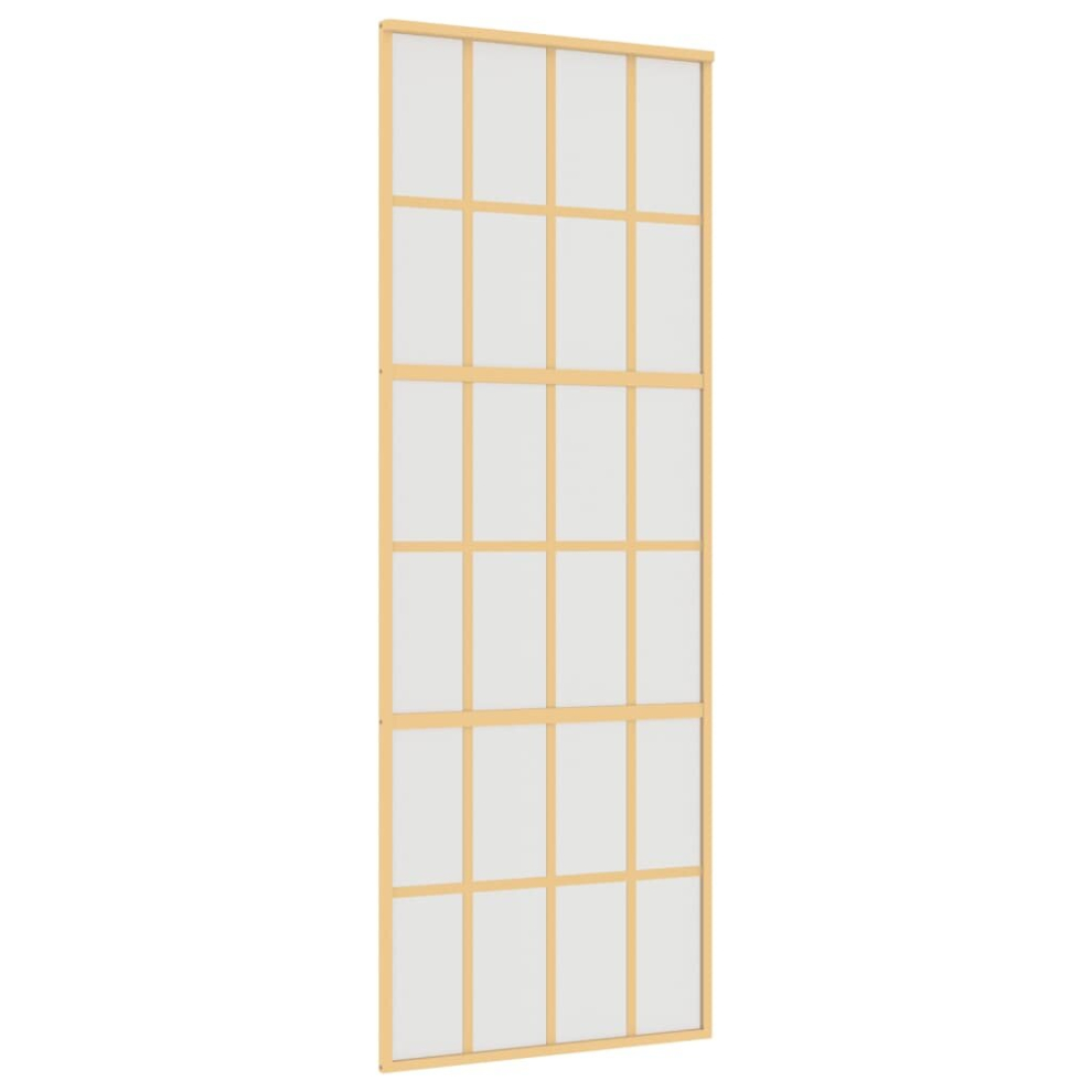 vidaXL Sliding Door Interior Barn Door Gold Frosted ESG Glass and Aluminium