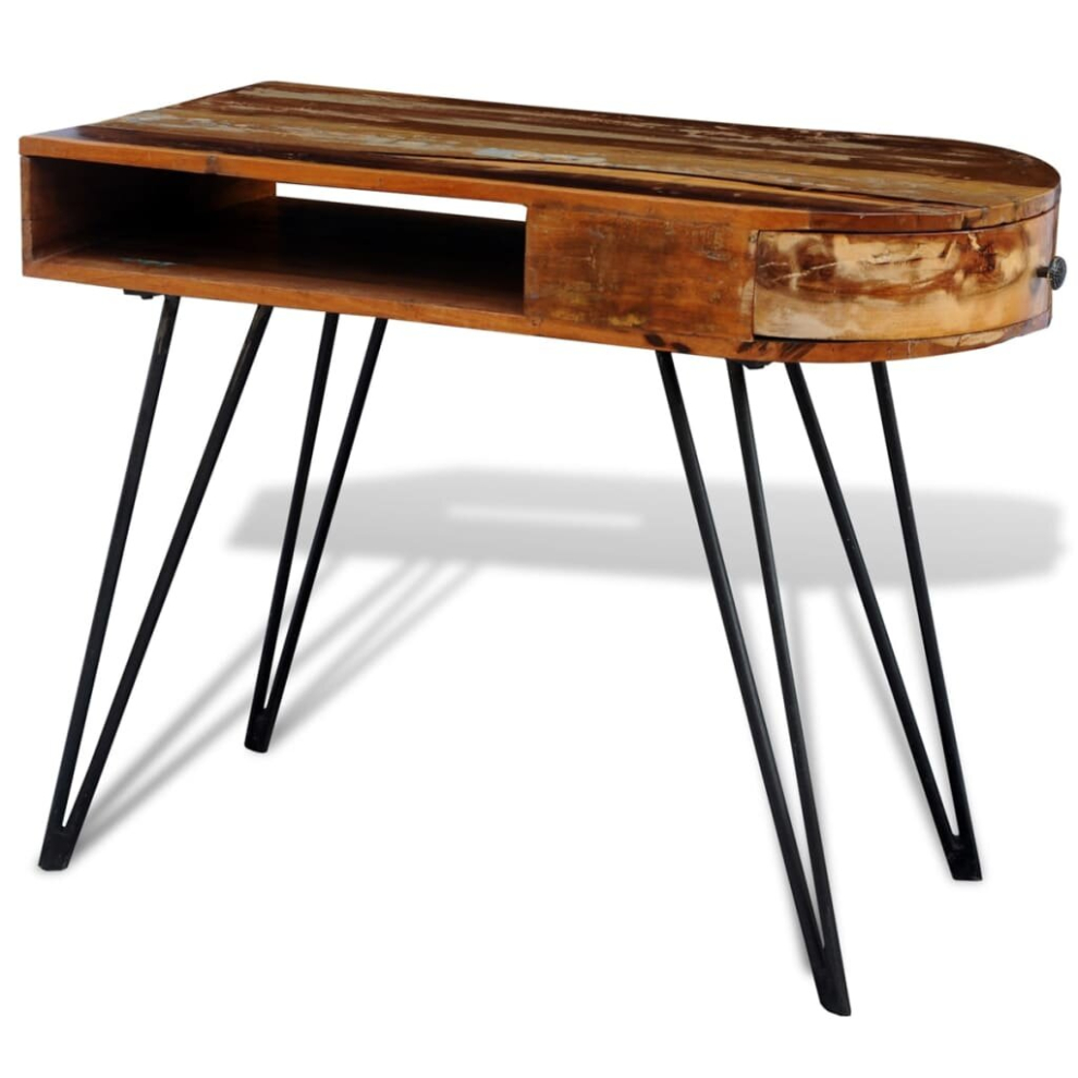 Vidaxl Reclaimed Solid Wood Desk With Iron Pin Legs Shabbby Vintage Rustic Antique