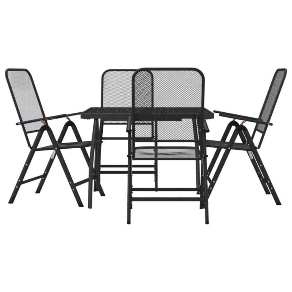 (100 cm table length/ 5 piece) vidaXL Garden Dining Set Outdoor Table and Chair Set Anthracite Metal Mesh